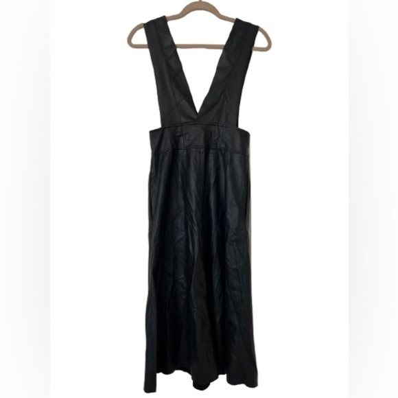 Zara Faux Vegan Pinafore Midi Dress. Size S - Picture 4 of 7